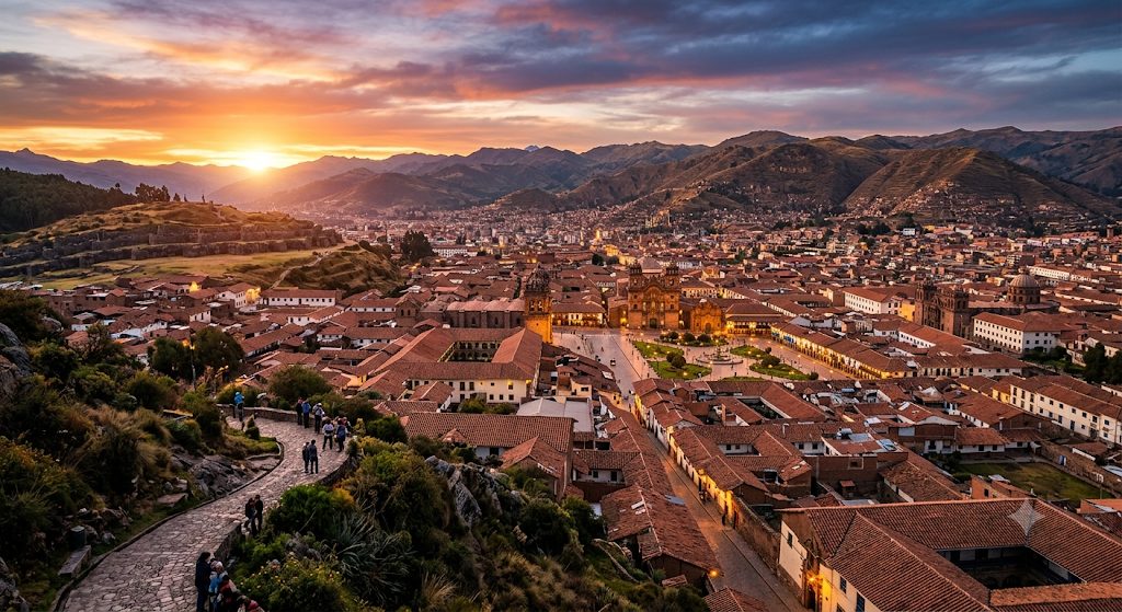Cusco al tramonto vista dall'alto